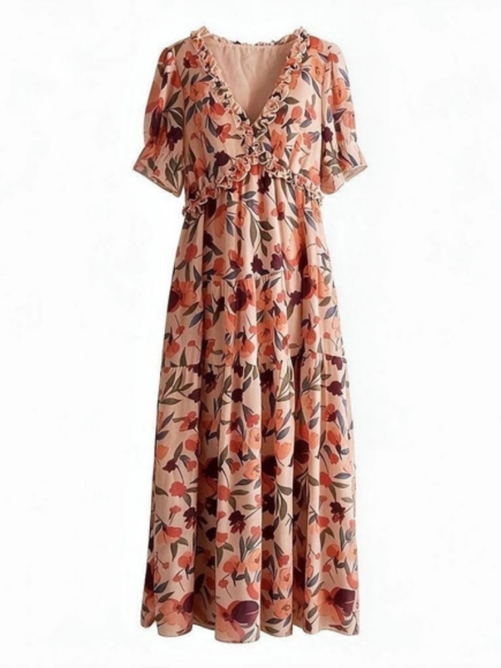 Floral Maxi Dress in Pink & Red